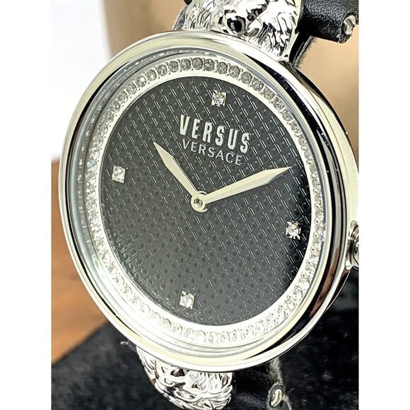 Versus by Versace Women's Watch VSPZU0121 Black Dial Silver Case Leather… - Picture 1 of 14